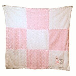 RN 118620 Swan Pink & White Swirl Patchwork Lovey Security Blanket 30" X 31"